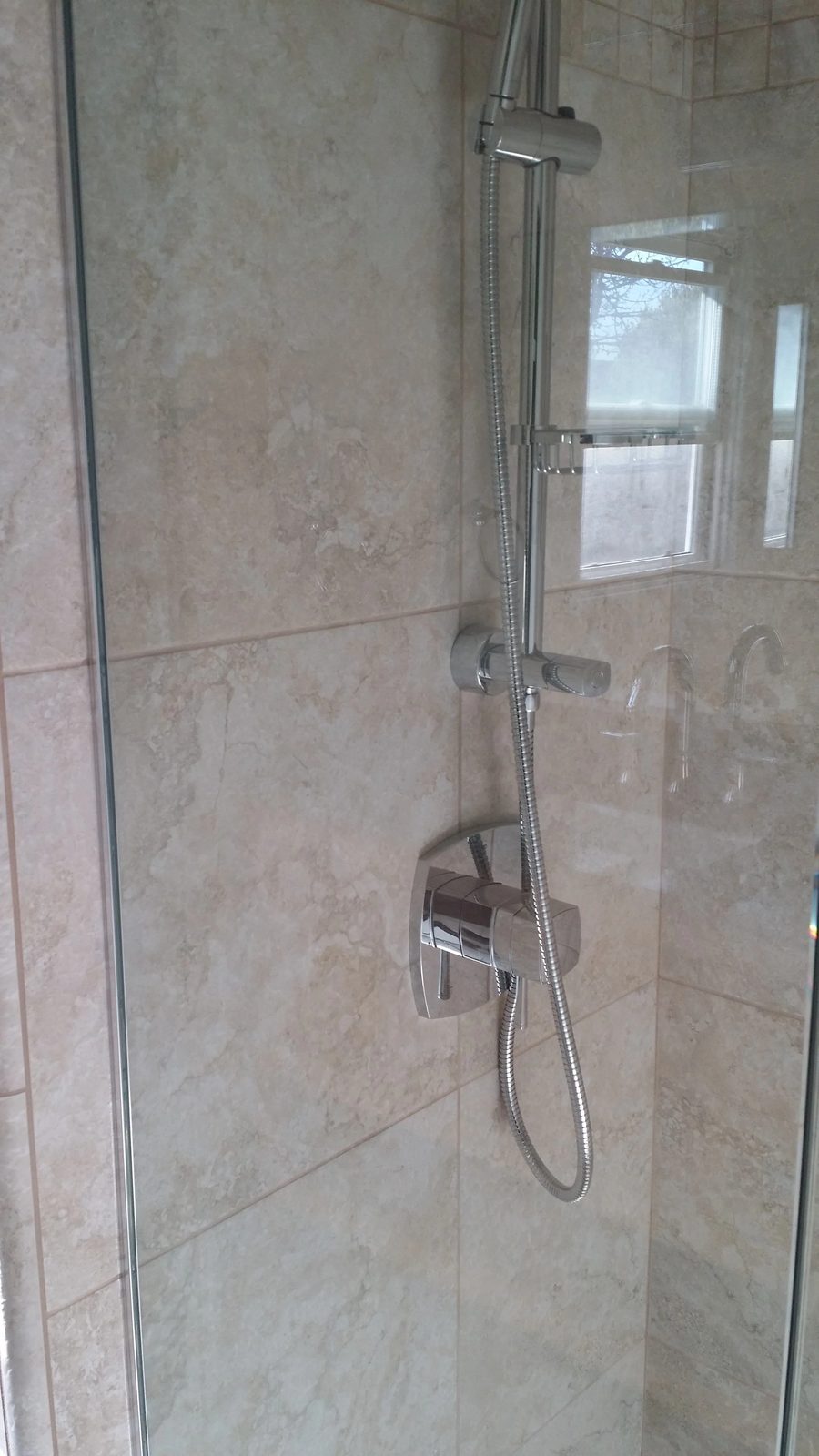 Custom bathroom renovation with stone countertop