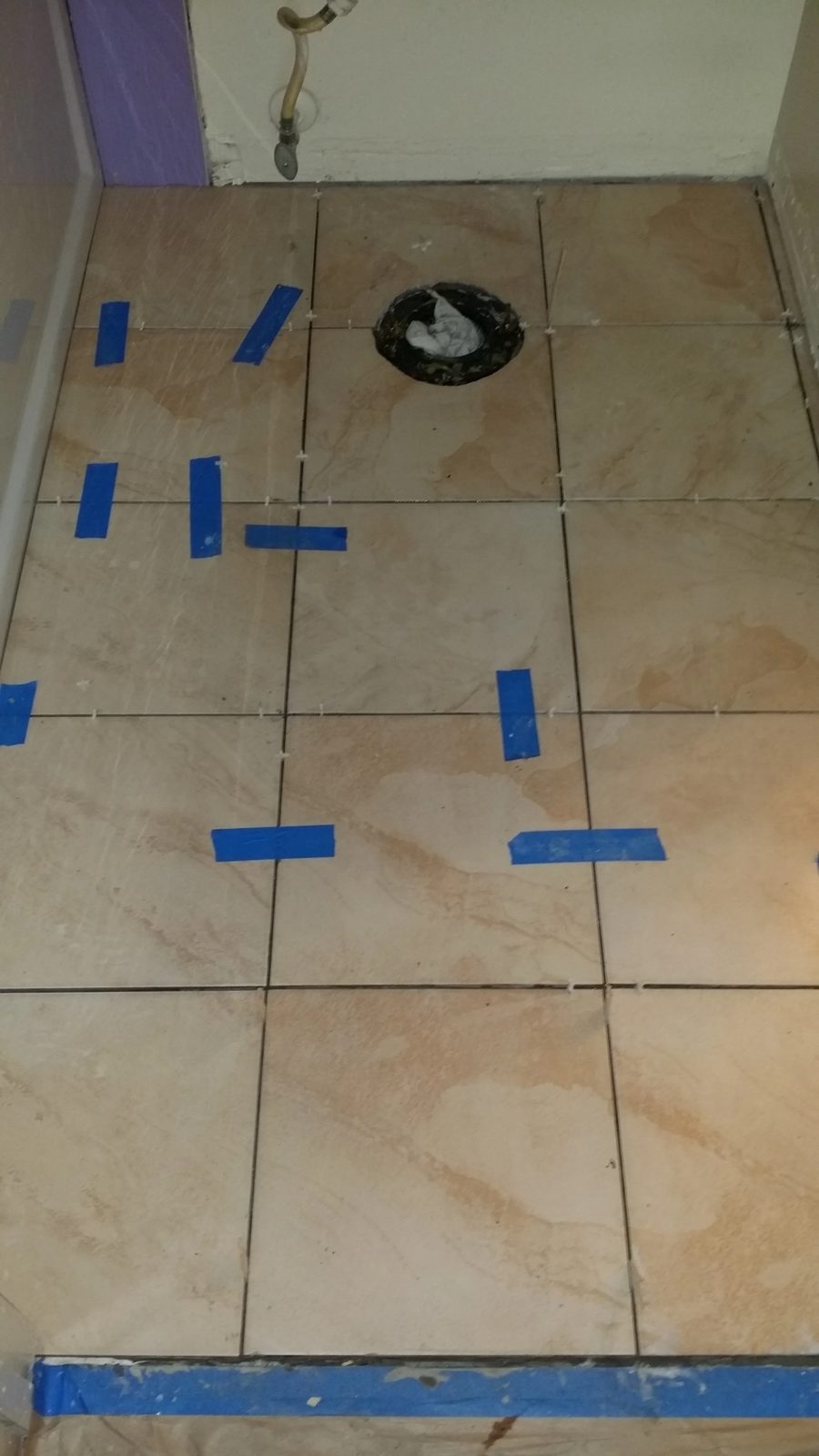 Bathroom renovation showing plumbing rough-in