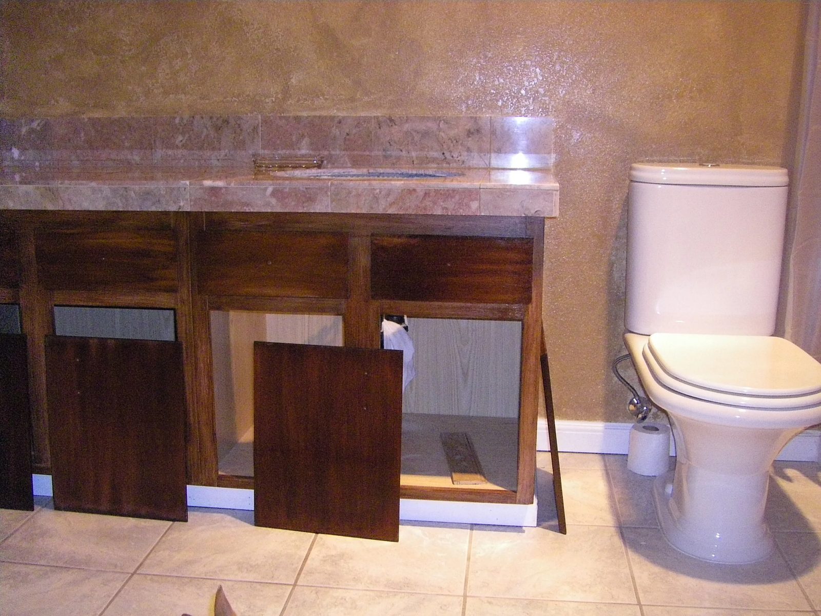 Bathroom tile installation and grouting