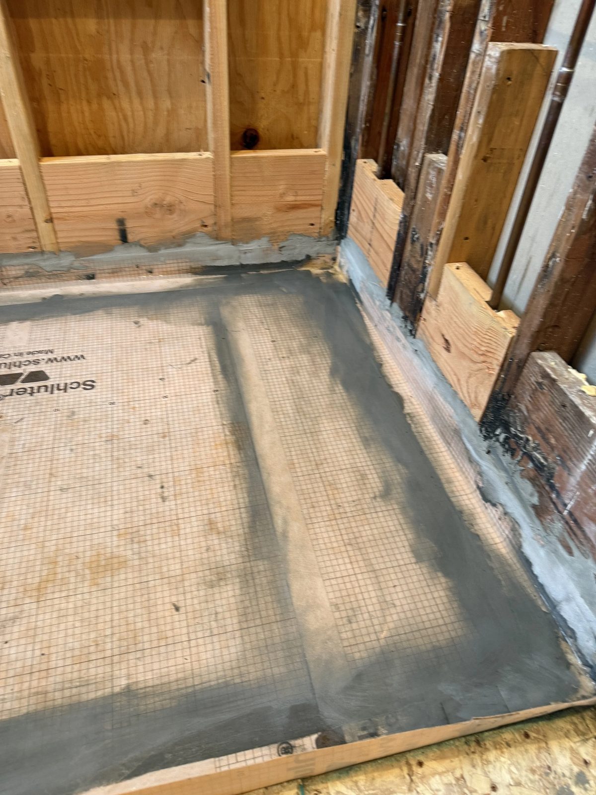 Custom vanity installation during bathroom renovation