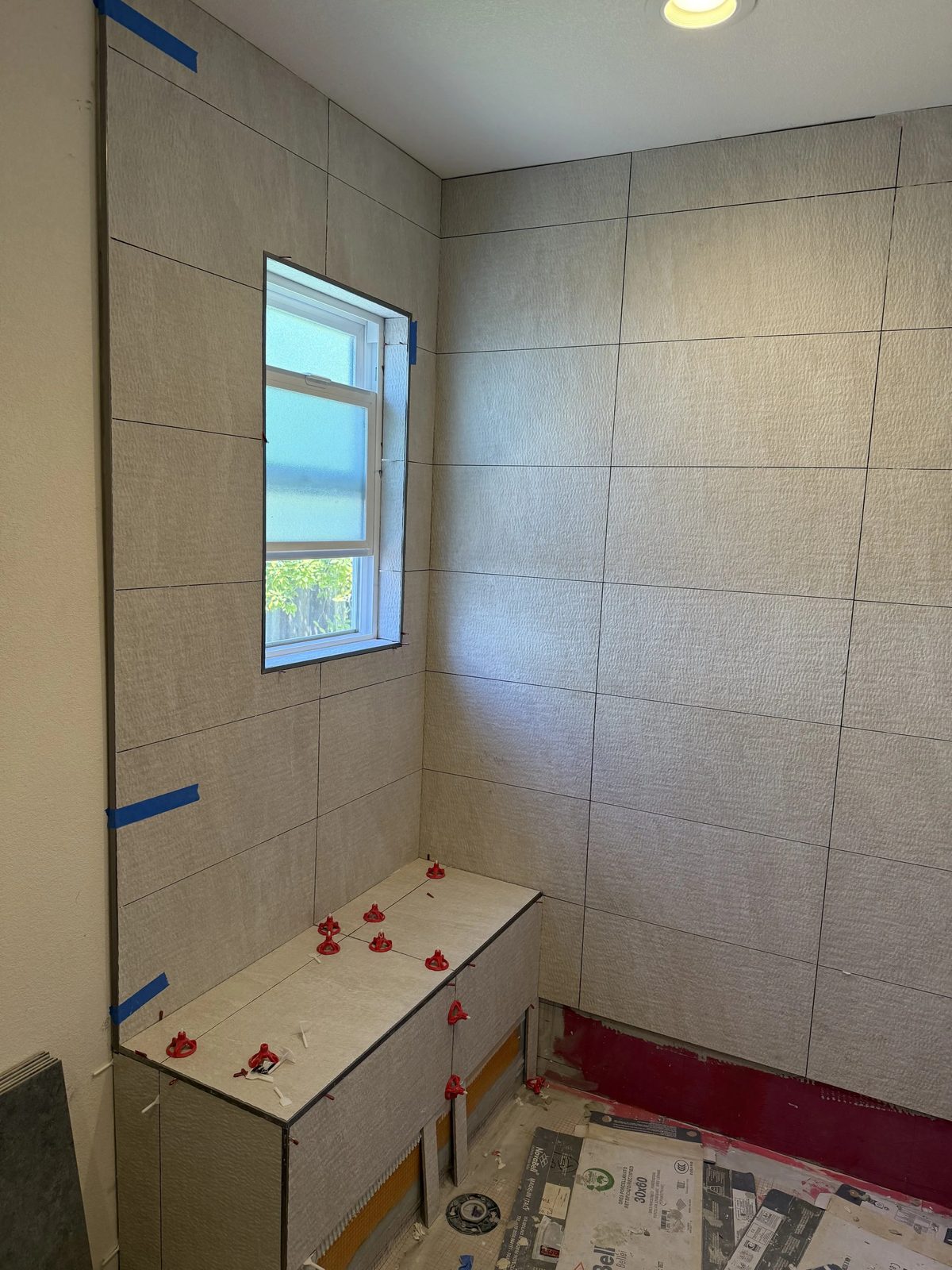 Bathroom remodeling project showing updated layout