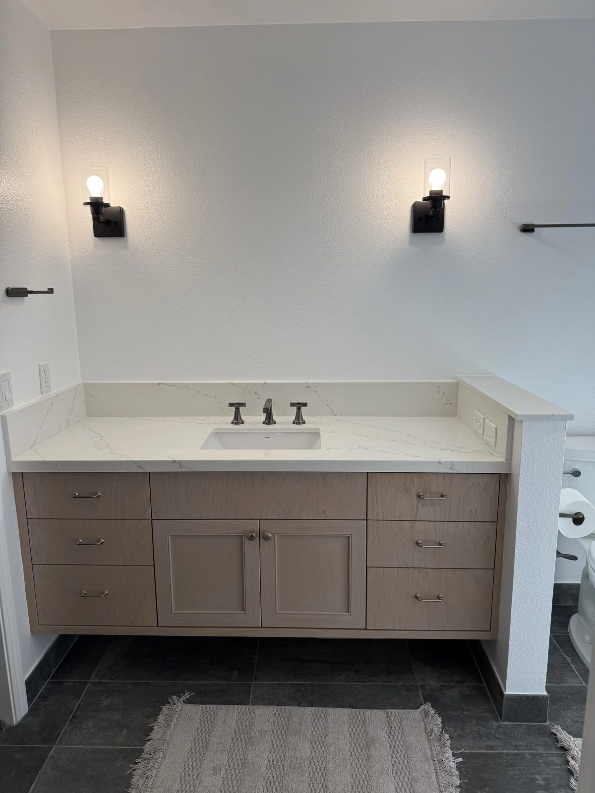Full bathroom remodel with tub-to-shower conversion