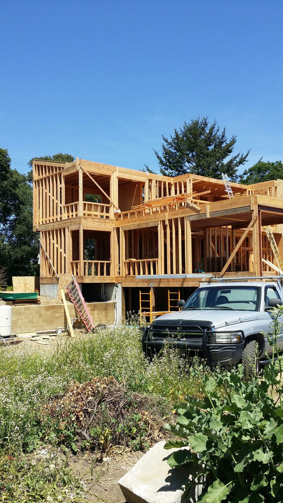 Wall framing showing stud layout