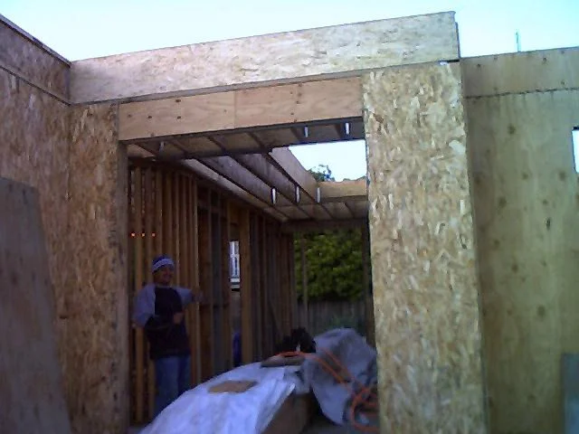 Wall framing rising on new build
