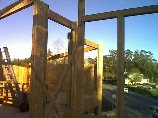 Roof framing showing ridge beam
