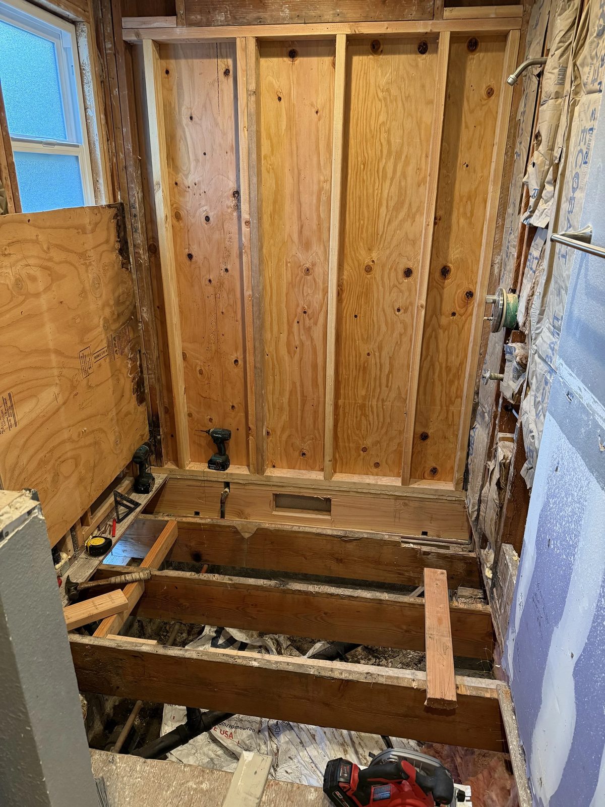 Structural framing showing load-bearing walls