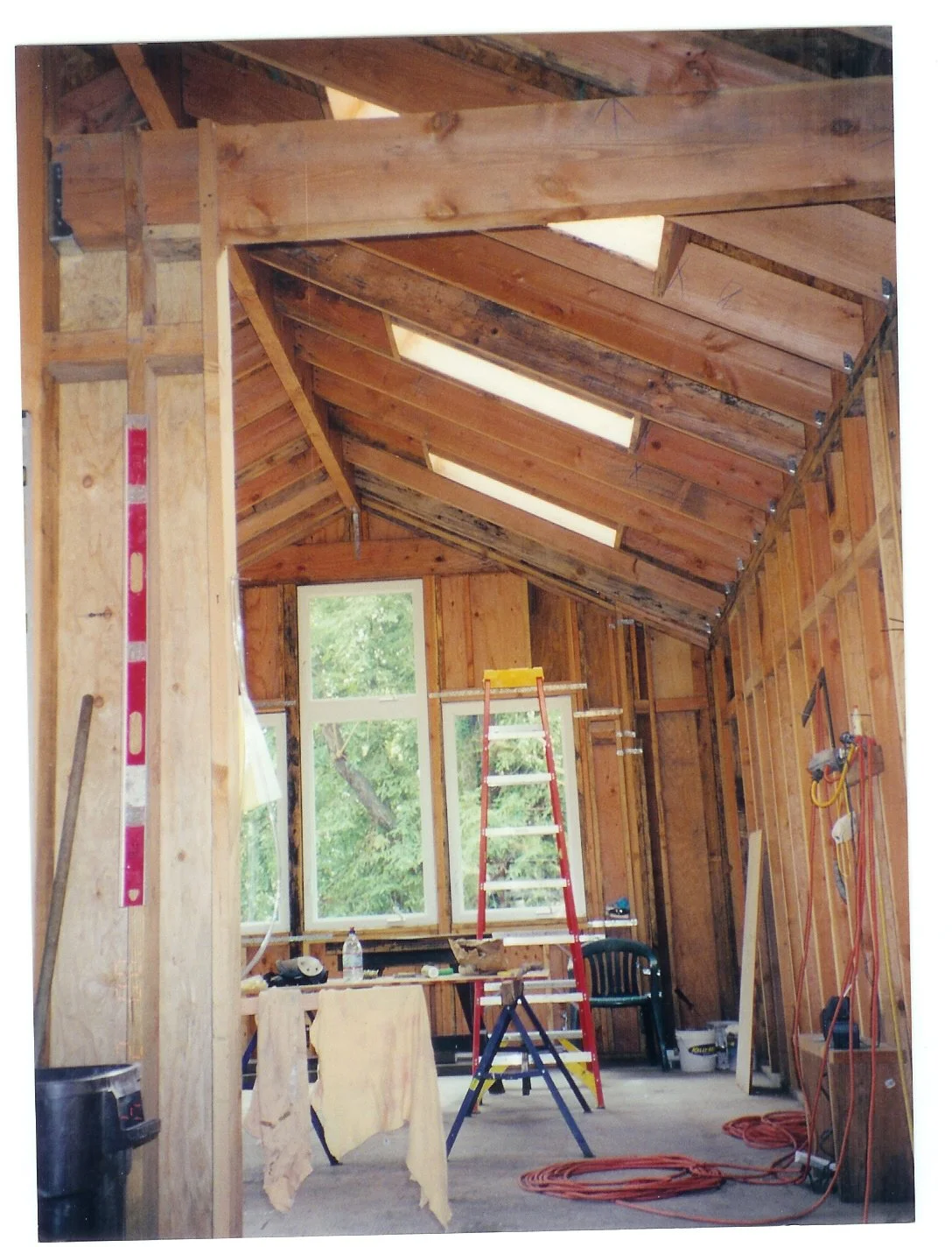 Framing project showing deck structure