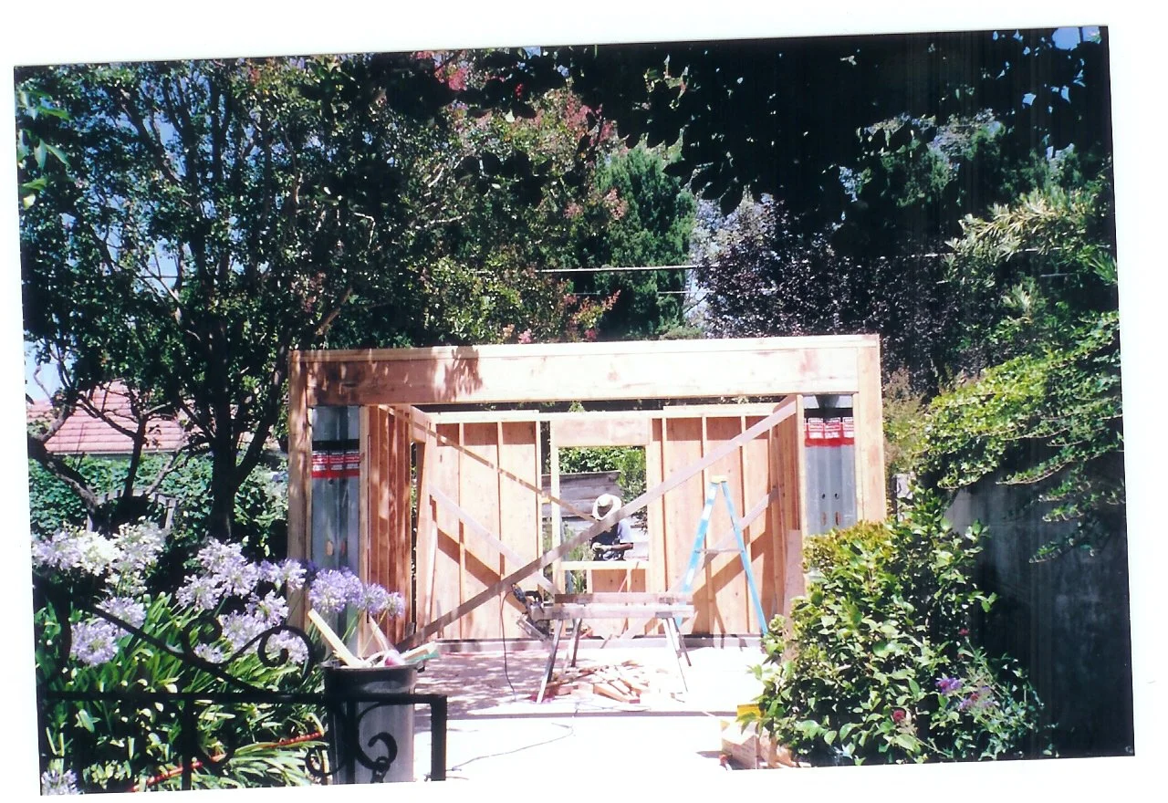 Garage framing with door opening