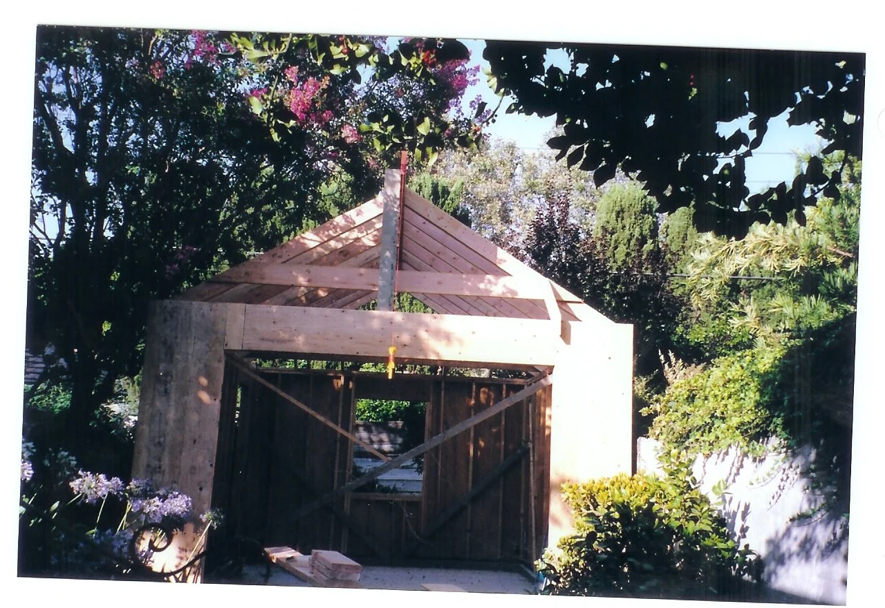 Framing nearing completion on garage