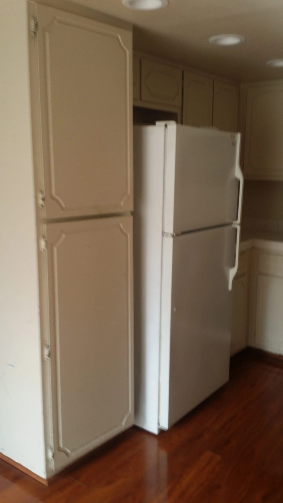 Kitchen remodel detail showing cabinet hardware